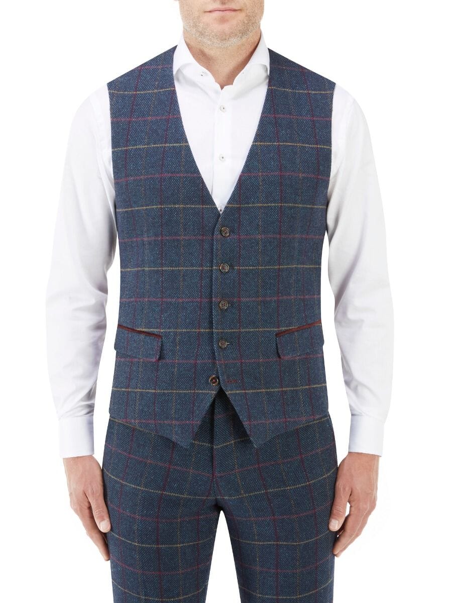 Doyle Navy Check Waistcoat - DUE 5/8/23 - Waistcoats - - THREADPEPPER