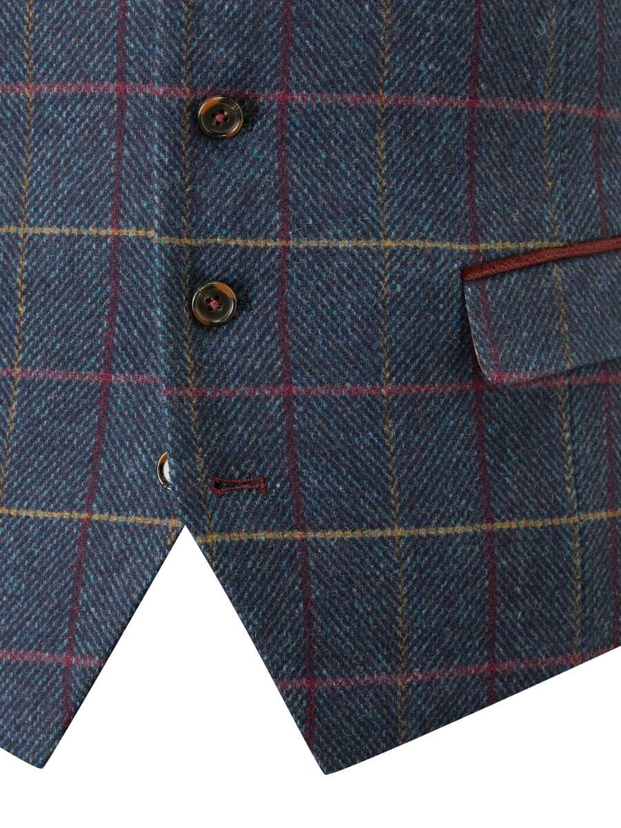 Doyle Navy Check Waistcoat - DUE 5/8/23 - Waistcoats - - THREADPEPPER