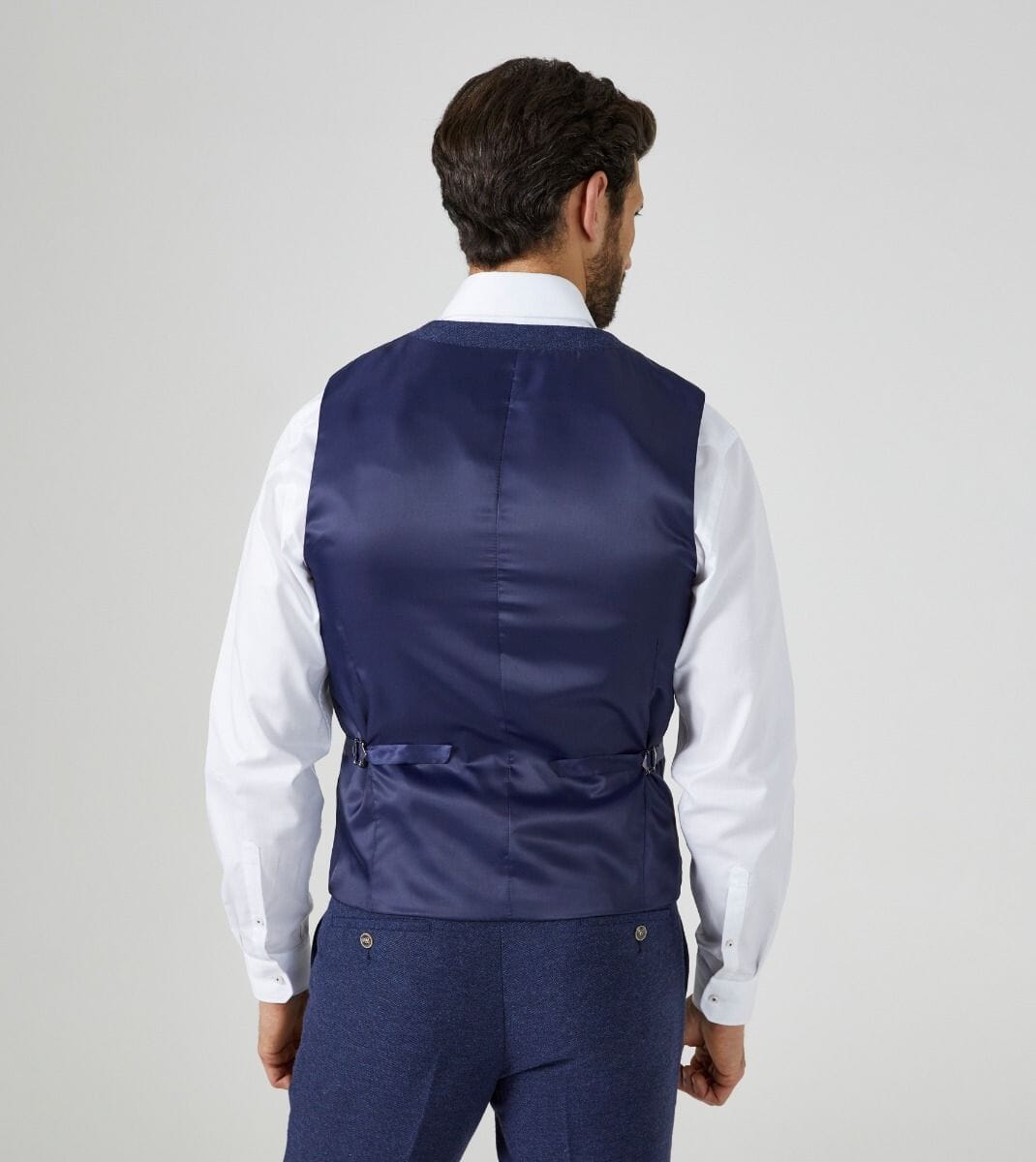 Jude Navy Herringbone Waistcoat - Waistcoats - - THREADPEPPER