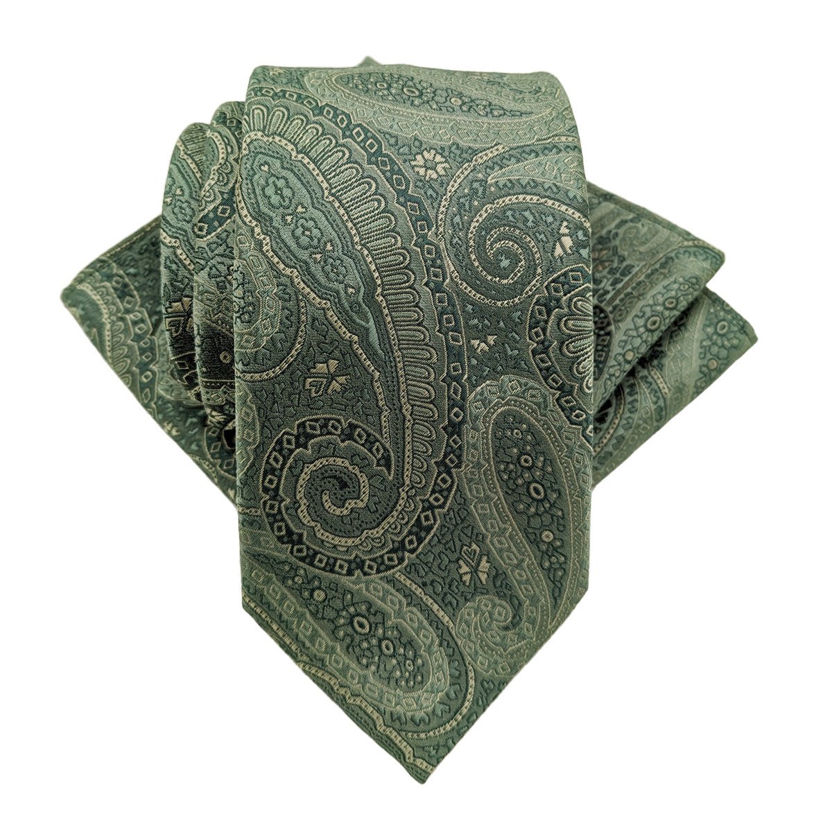 Sage Paisley Swirls Wedding Tie - Wedding Tie - Regular - Swagger & Swoon