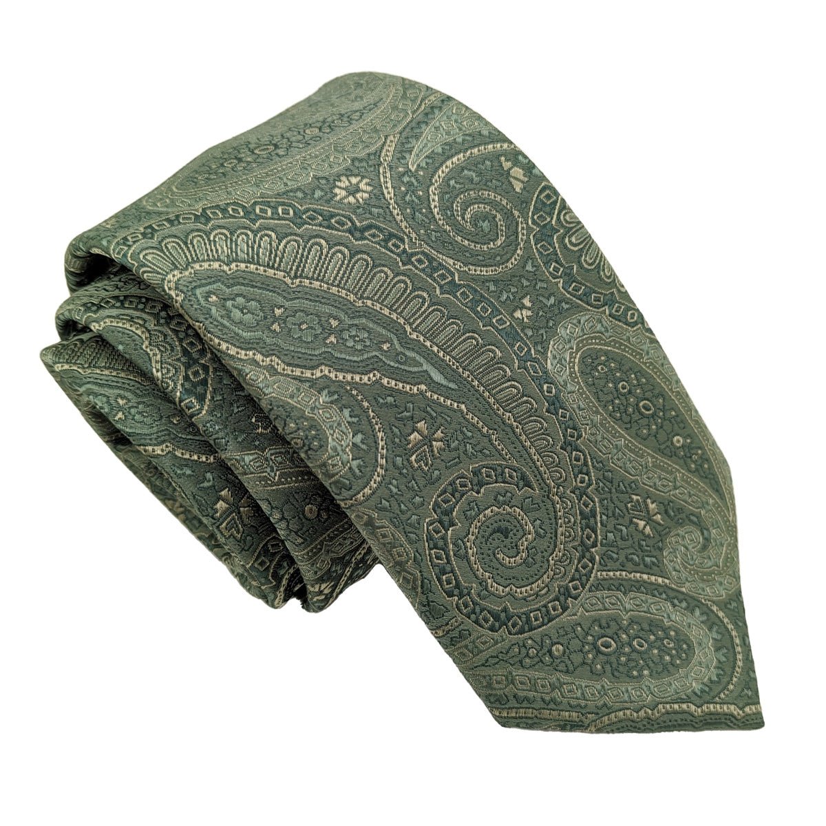 Sage Paisley Swirls Wedding Tie - Wedding Tie - Regular - Swagger & Swoon